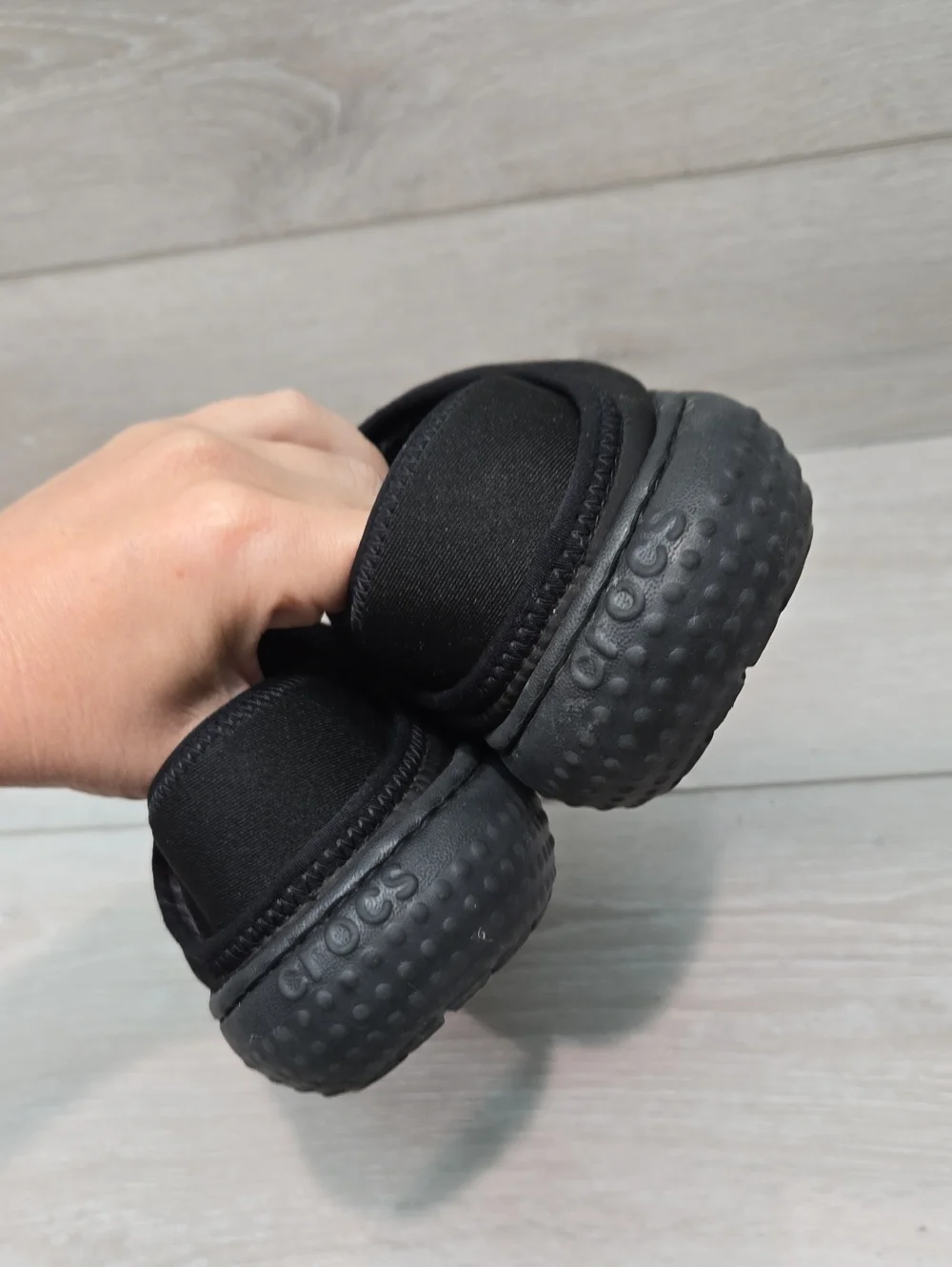 Crocs Kids Black Quilted Slip-On Clog Shoes Sz C12